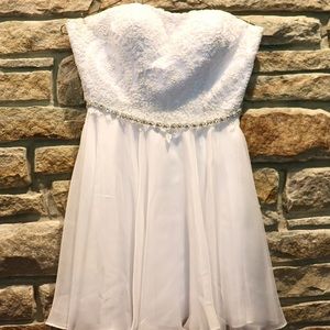 White Juniors Party Dress with Embroidered Detail